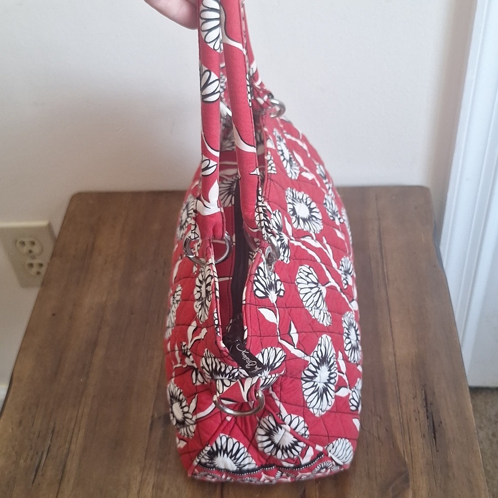 Vera Bradley Sophie Bag Deco Daisy Red White Black Floral Quilted Shoulder Bag - Picture 14 of 15